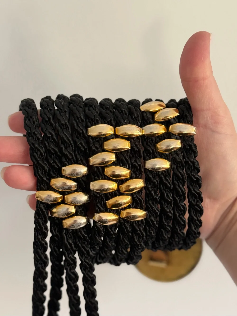 Vintage Black and Gold Rope Belt